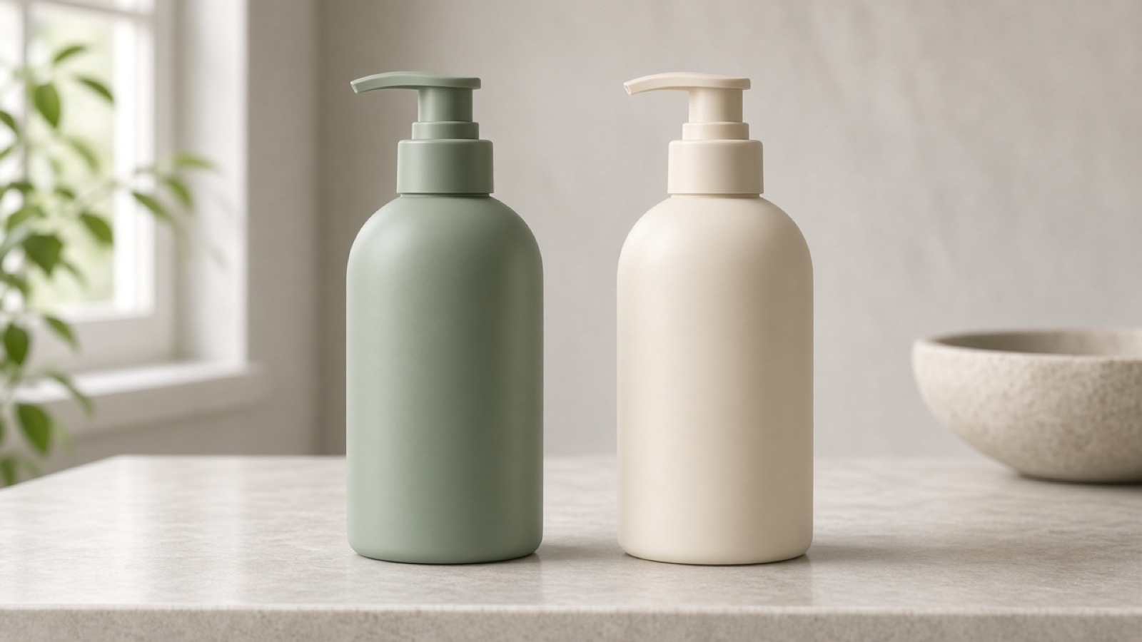 Two similar household product bottles side by side for a calm comparison