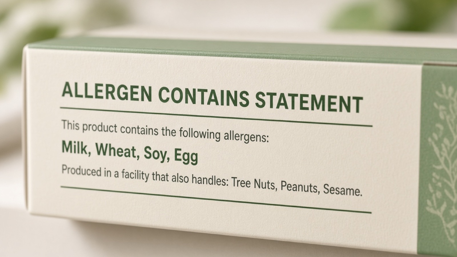 Close-up of a packaged food label highlighting allergen information