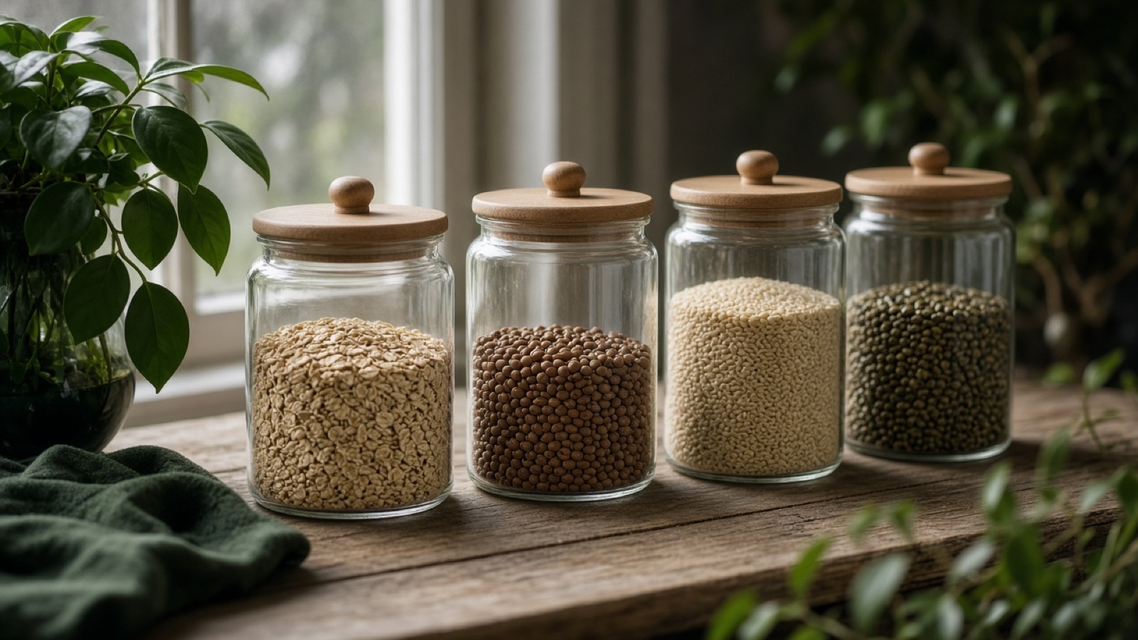 Clear glass pantry jars suggesting transparent honest product labeling