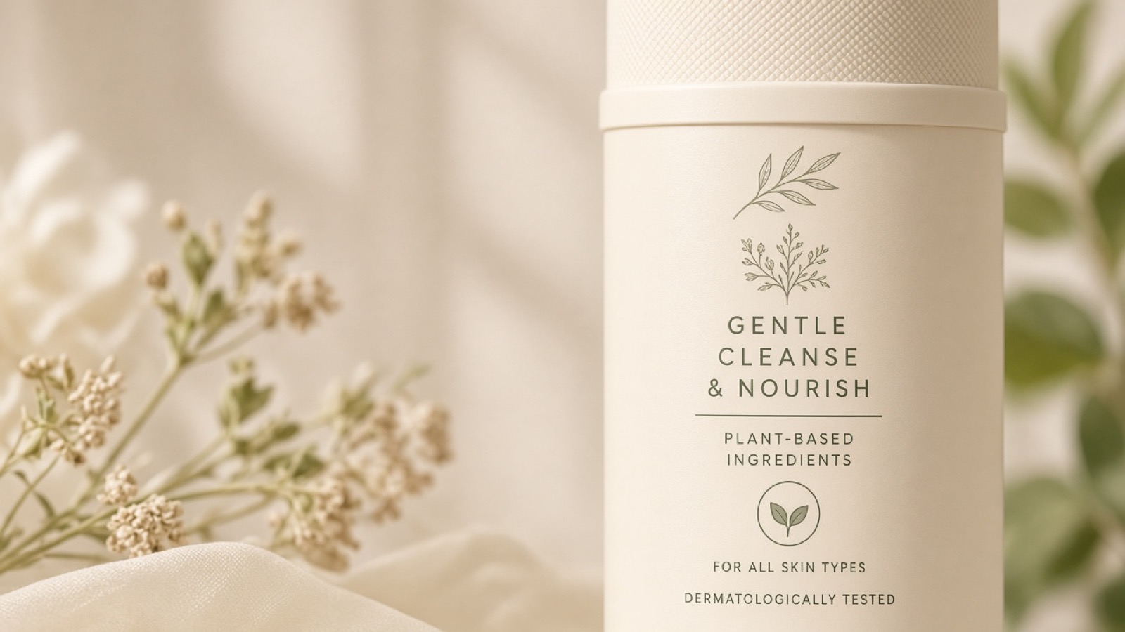 Personal care bottle suggesting clean natural marketing claims