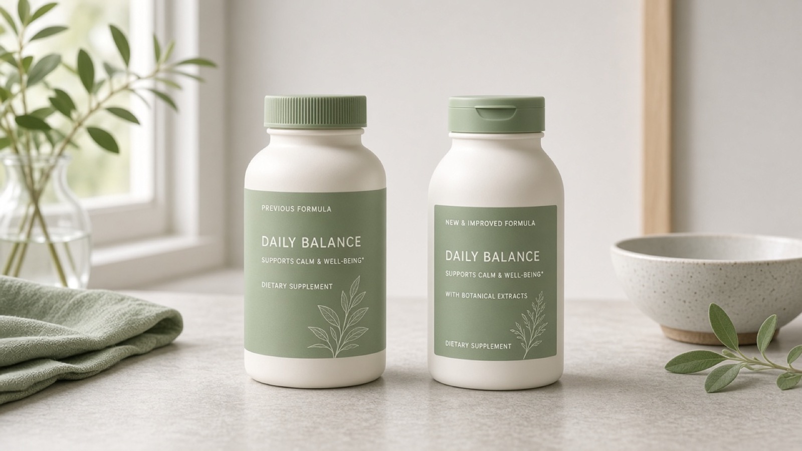 Two similar product packages suggesting a formula change