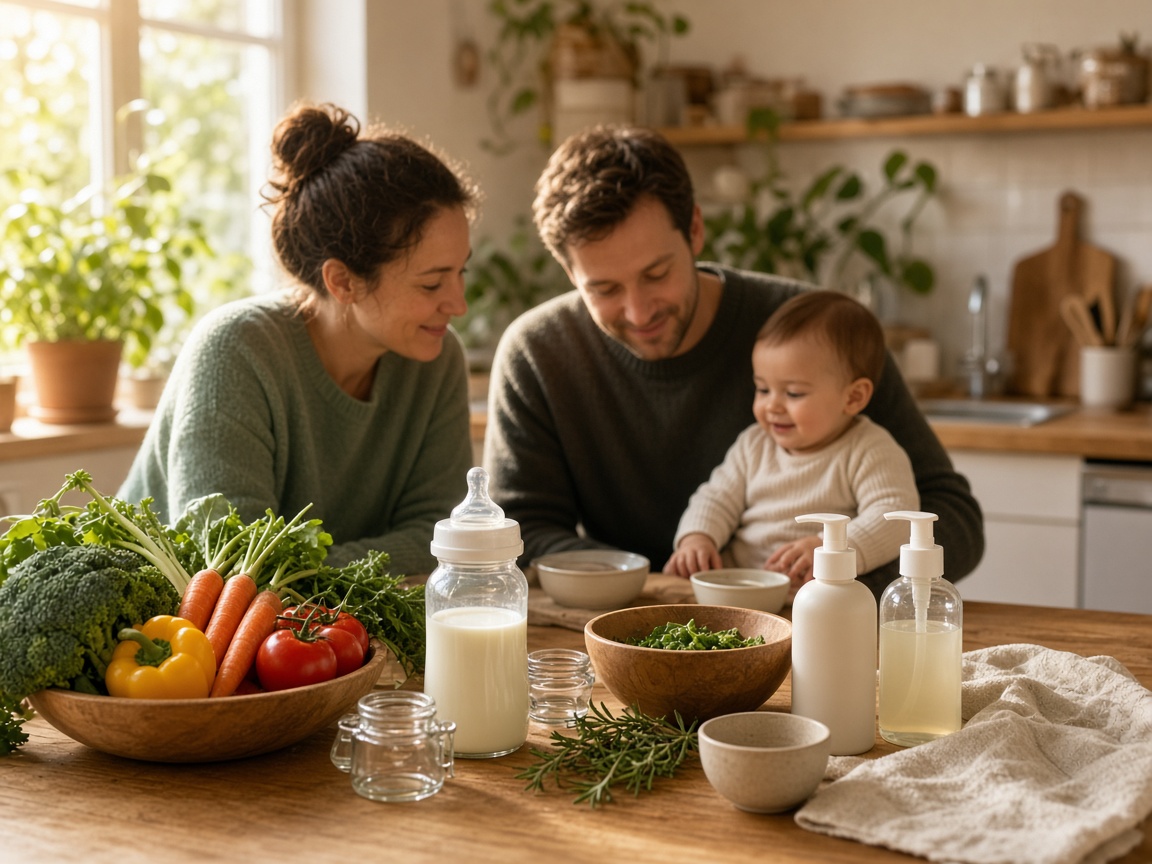Household kitchen with produce and everyday products